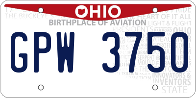 OH license plate GPW3750