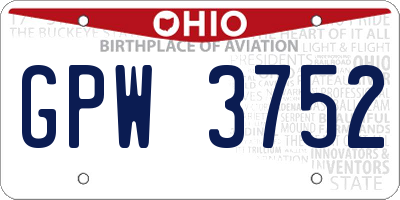 OH license plate GPW3752