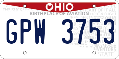 OH license plate GPW3753
