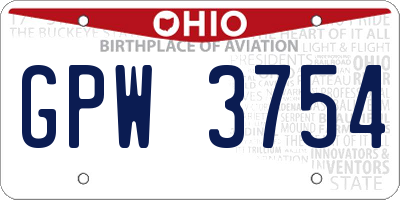 OH license plate GPW3754