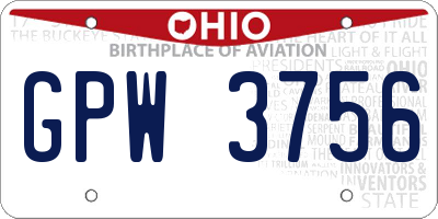 OH license plate GPW3756