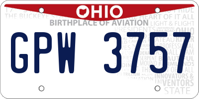 OH license plate GPW3757