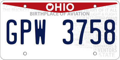 OH license plate GPW3758