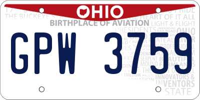 OH license plate GPW3759