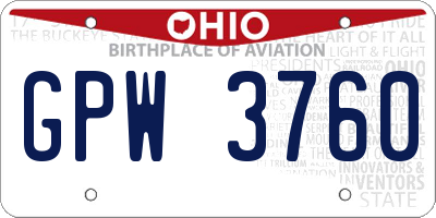 OH license plate GPW3760
