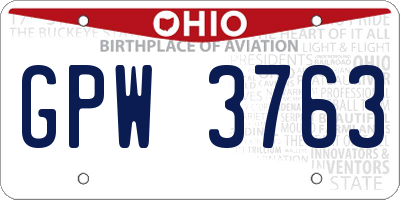 OH license plate GPW3763