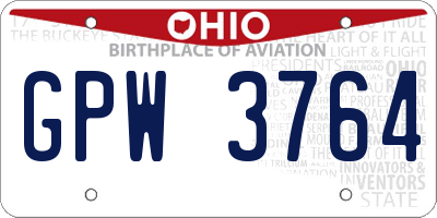 OH license plate GPW3764