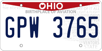 OH license plate GPW3765
