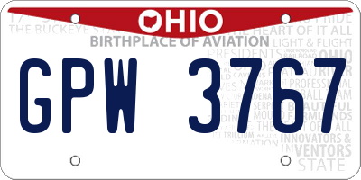 OH license plate GPW3767