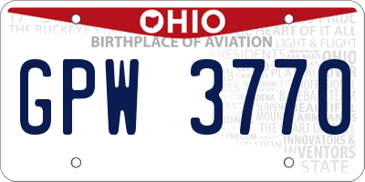 OH license plate GPW3770