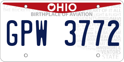 OH license plate GPW3772