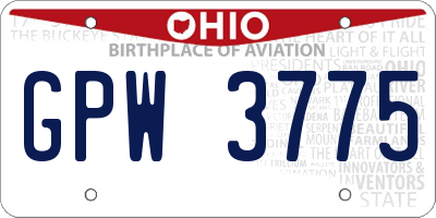 OH license plate GPW3775