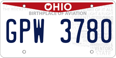 OH license plate GPW3780