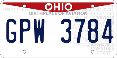 OH license plate GPW3784