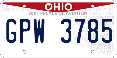 OH license plate GPW3785