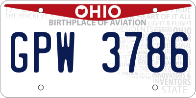 OH license plate GPW3786