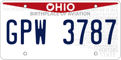 OH license plate GPW3787