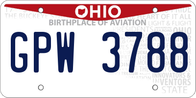 OH license plate GPW3788