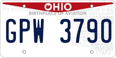 OH license plate GPW3790