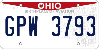 OH license plate GPW3793