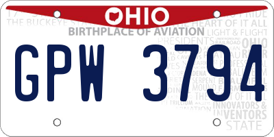 OH license plate GPW3794