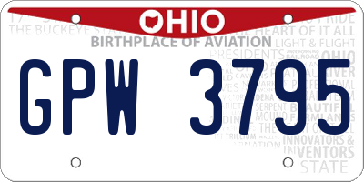 OH license plate GPW3795