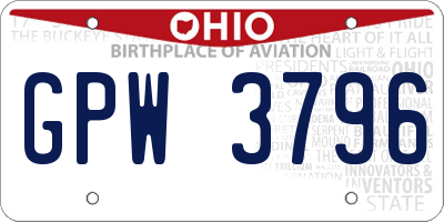 OH license plate GPW3796