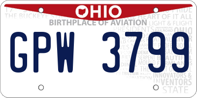 OH license plate GPW3799