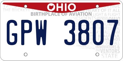 OH license plate GPW3807