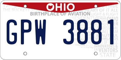 OH license plate GPW3881