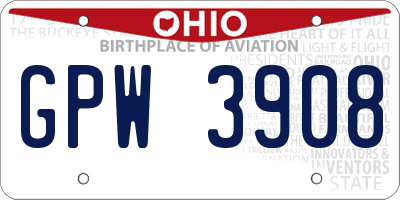 OH license plate GPW3908