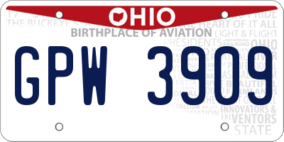 OH license plate GPW3909