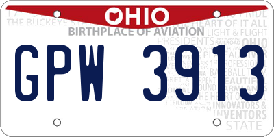 OH license plate GPW3913