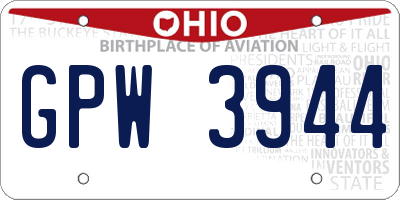 OH license plate GPW3944