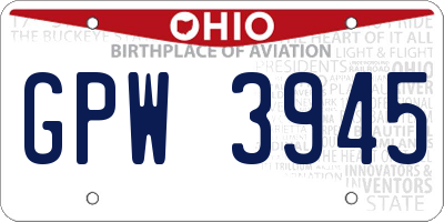 OH license plate GPW3945