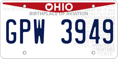 OH license plate GPW3949
