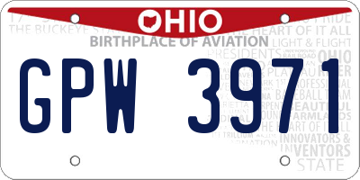 OH license plate GPW3971