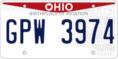OH license plate GPW3974