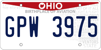 OH license plate GPW3975