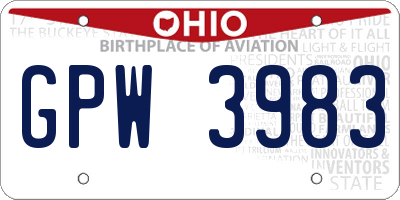 OH license plate GPW3983