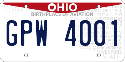 OH license plate GPW4001