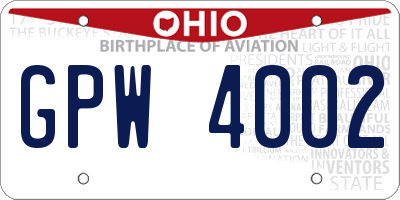 OH license plate GPW4002