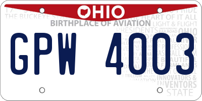 OH license plate GPW4003