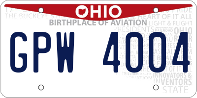 OH license plate GPW4004