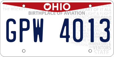 OH license plate GPW4013