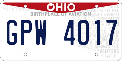 OH license plate GPW4017
