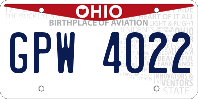 OH license plate GPW4022