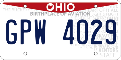 OH license plate GPW4029