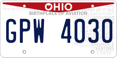 OH license plate GPW4030