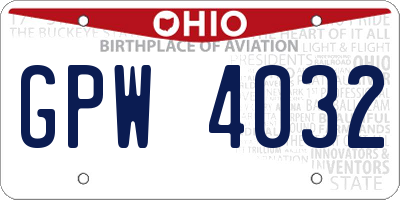 OH license plate GPW4032